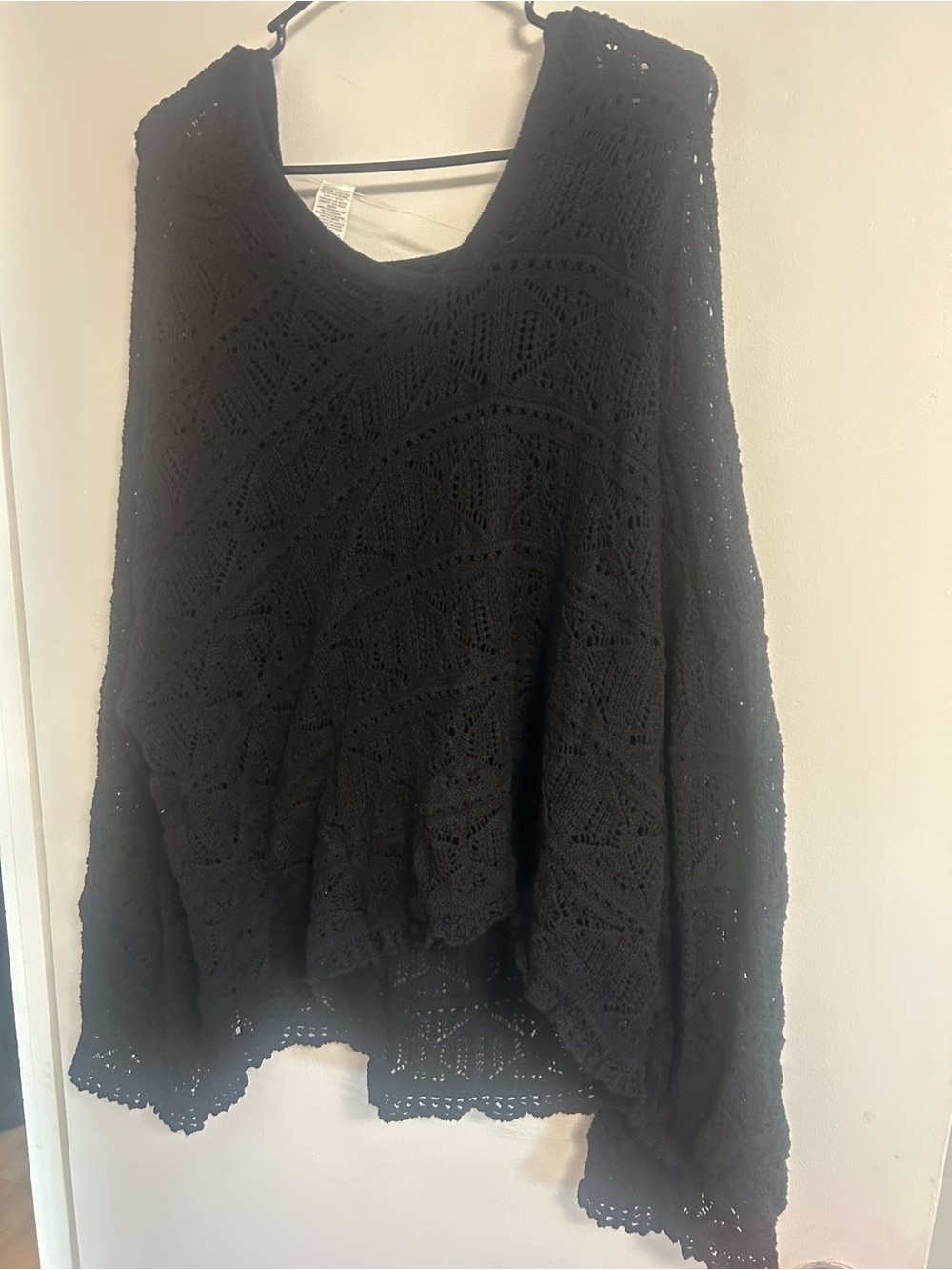 Black Open-Knit Women's Sweater/ Swimsuit Cover
